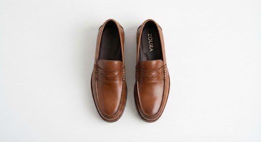 Brown leather loafers