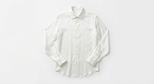 White silk button-down shirt